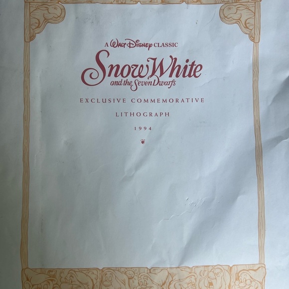 Snow White And The Seven Dwarfs Lithograph Disney Store Exclusive 1994 - Picture 2 of 2